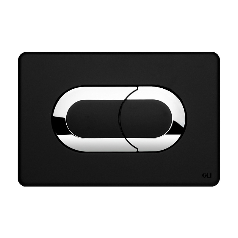 Кнопка смыва OLI SALINA 640097 пневматическая, пластик, черная/хром