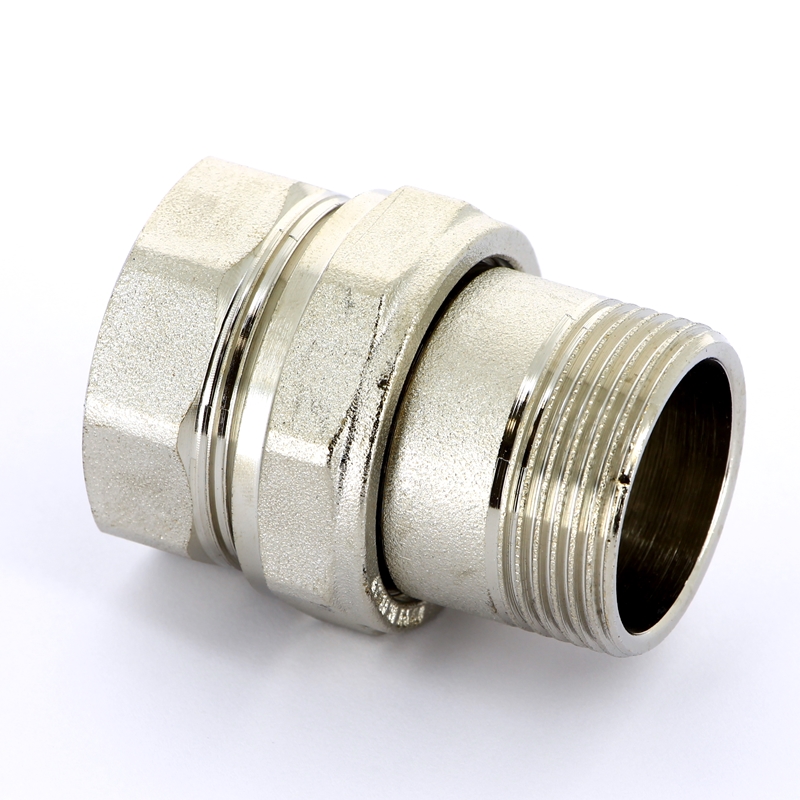 Разъемное соединение прямое НВ 1 1/4 с прокладкой O-RING, никелированная латунь