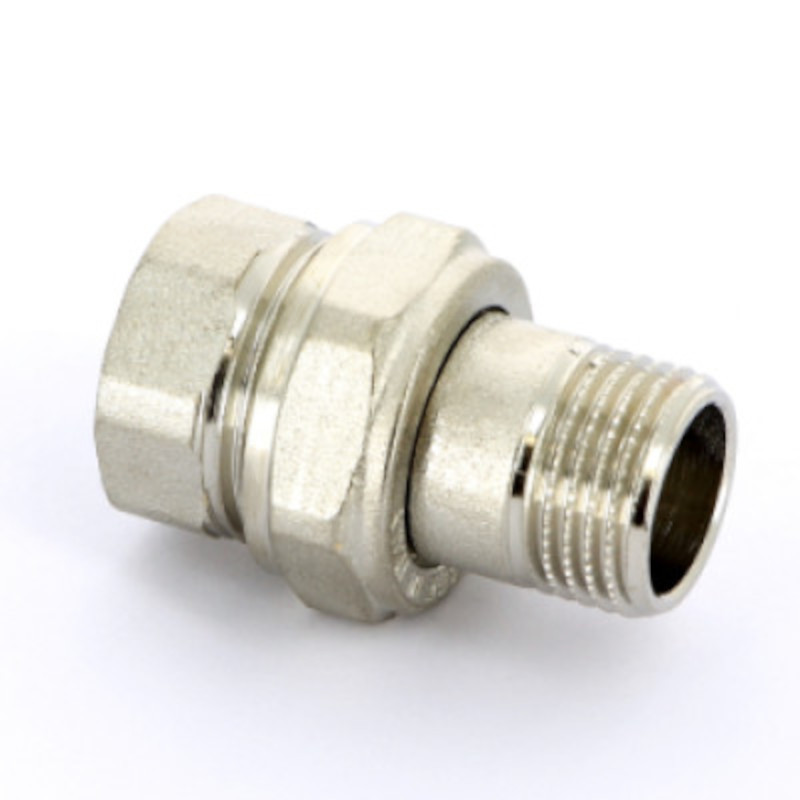 Разъёмное соединение прямое НВ 1/2 с плоской прокладкой, никелированное