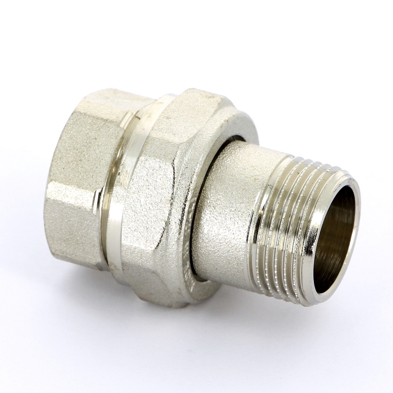 Разъемное соединение прямое НВ 3/4 с плоской прокладкой, никелированная латунь