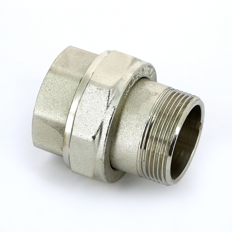 Разъёмное соединение прямое НВ 1 1/2 с плоской прокладкой, никелированное