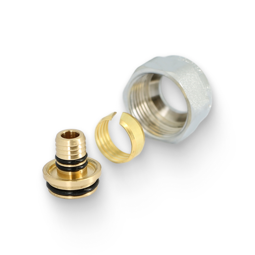 Соединитель обжим-В 16.2(2.6) х 3/4 EK, для трубы STRONG, хром