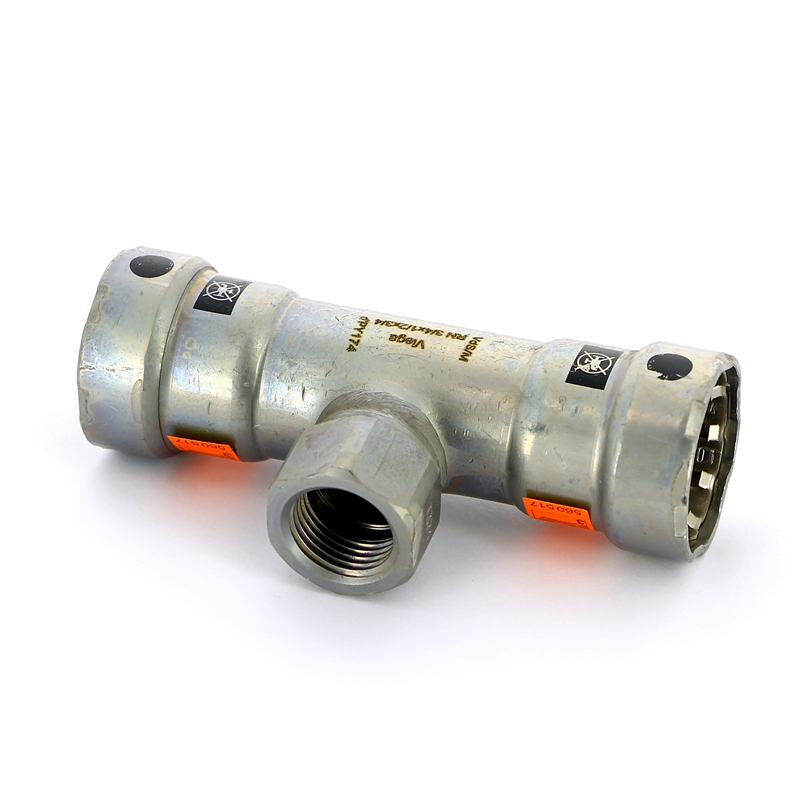 Тройник пресс-В 3/4'x1/2'x3/4' нелегир. оцинк. сталь Megapress SC-Contur, Rp-резьба