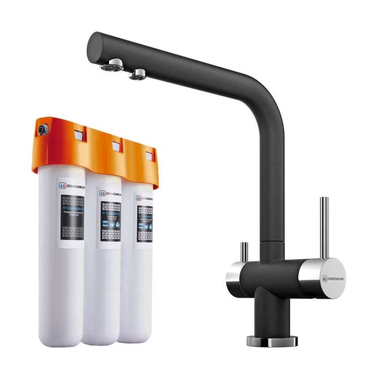 Смеситель для кухни OMOIKIRI Nagano с водоочистителем PURE DROP Lite темный шоколад 40478028
