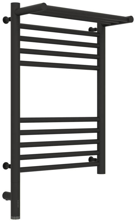 Полотенцесушитель электрический Сунержа Богема 3.0 с 1 полкой 600x400 мм МЭМ нижнее слева темный титан муар 1558066040