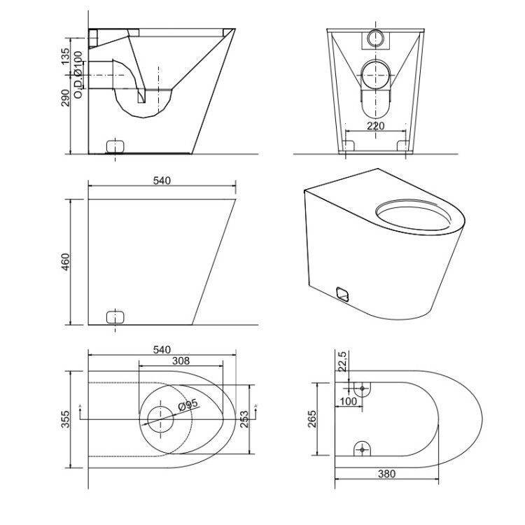 Унитаз напольный Nofer для МГН 355x540x460 мм сталь матовая 13012.M.S
