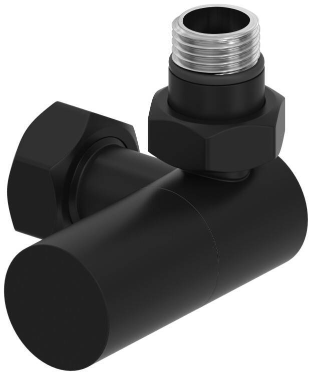 Вентиль для полотенцесушителя Сунержа 3D G 1/2 HP x G 3/4 НГ правый цилиндр черный матовый 3114031234