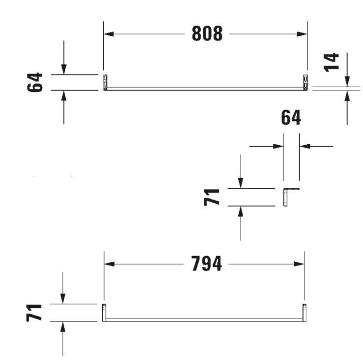 Полотенцедержатель Duravit D-Code для раковины 808 мм хром 0030361000