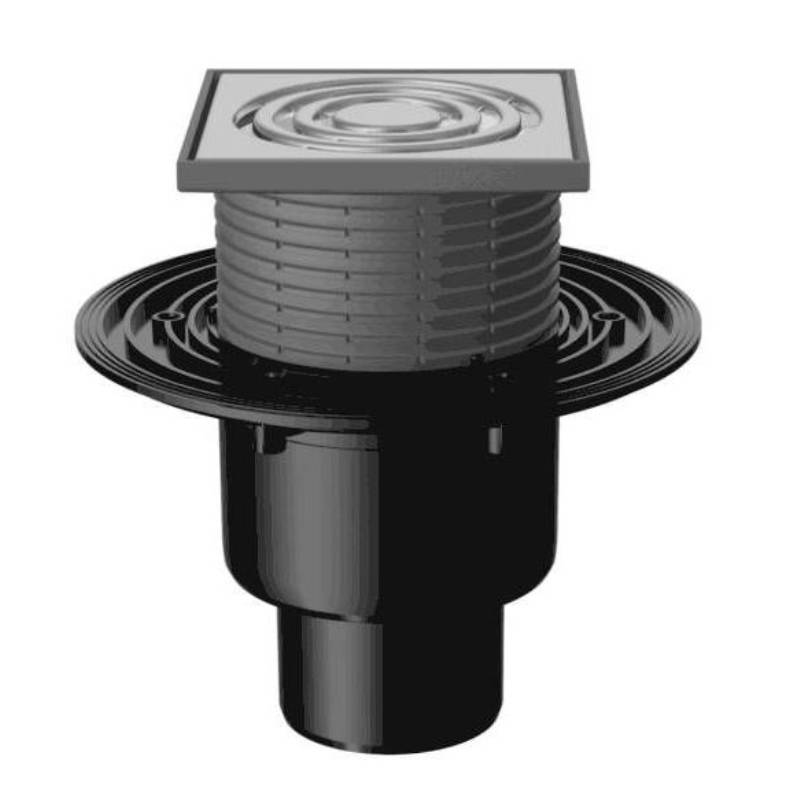 Трап Fachmann T 310.0 SNsP 122x122 мм вертикальный выпуск 50/75/110 мм нержавеющая сталь 04.019