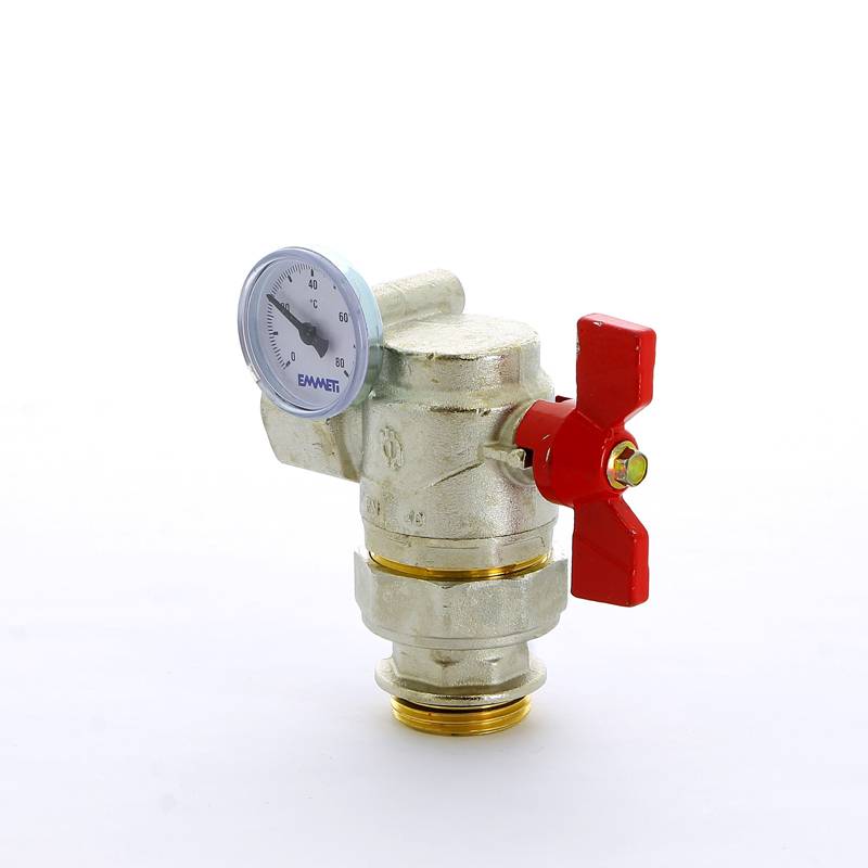 Комплект шаровых кранов угловых Emmeti Progress 1 НВ с термометром 2 шт 01306264