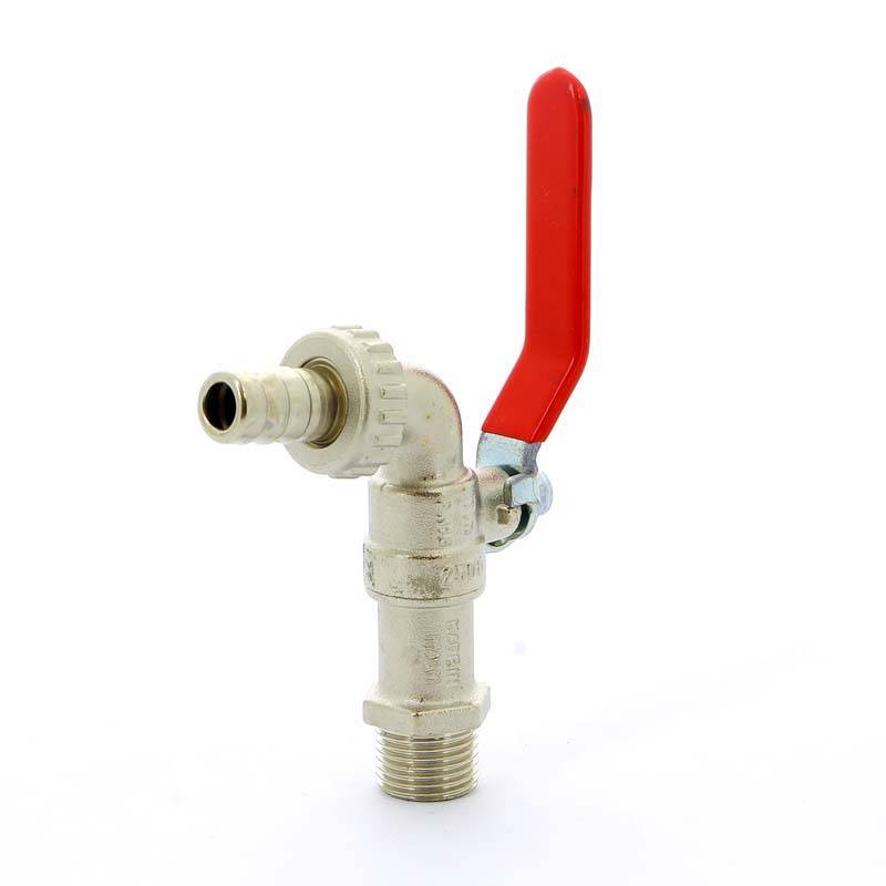 Кран садовый шаровой Tiemme EOLO 1/2 со штуцером и стальной ручкой 2500006