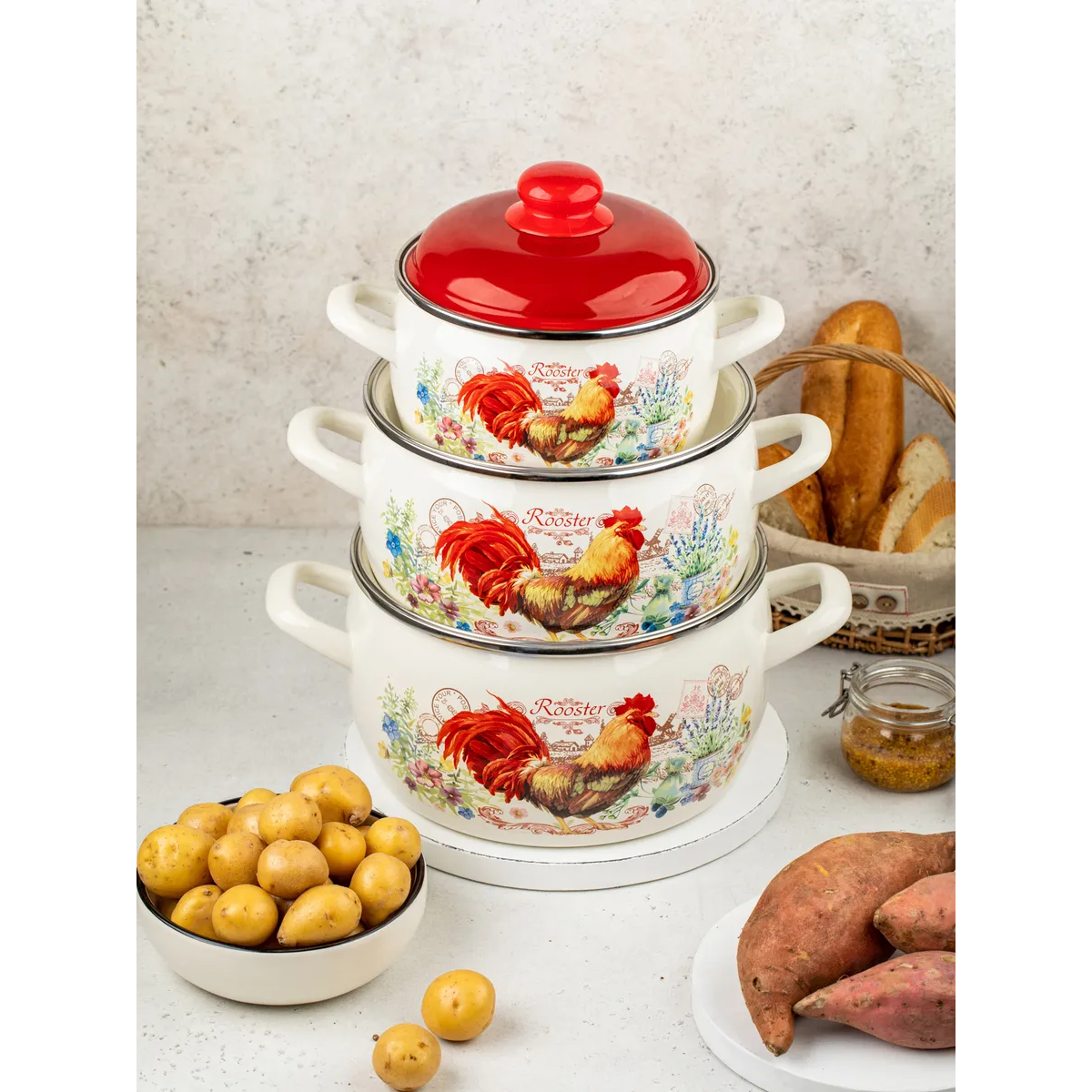 Набор кастрюль Metrot Золотой Петушок эмалированная сталь 6 предметов 178881