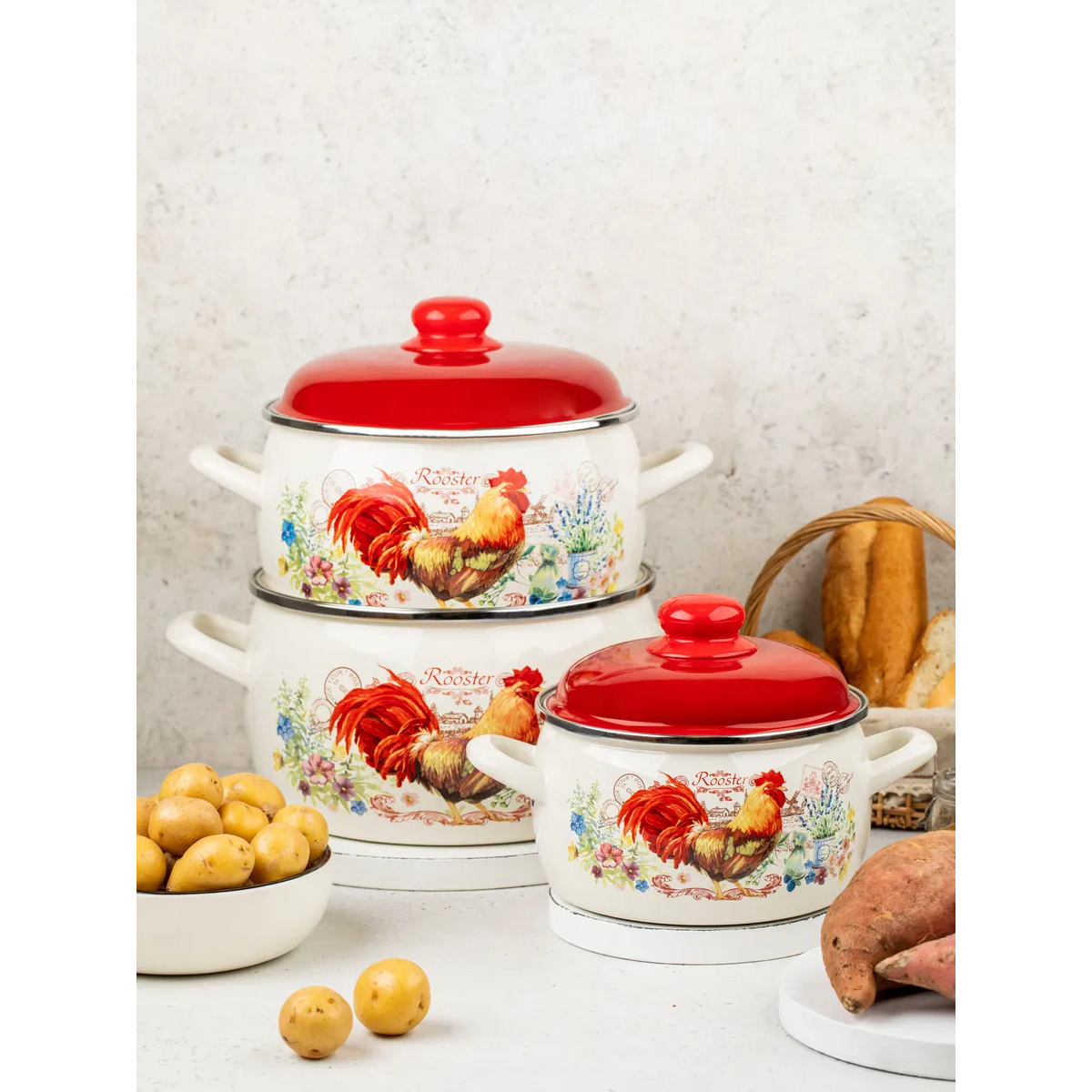 Набор кастрюль Metrot Золотой Петушок эмалированная сталь 6 предметов 178881