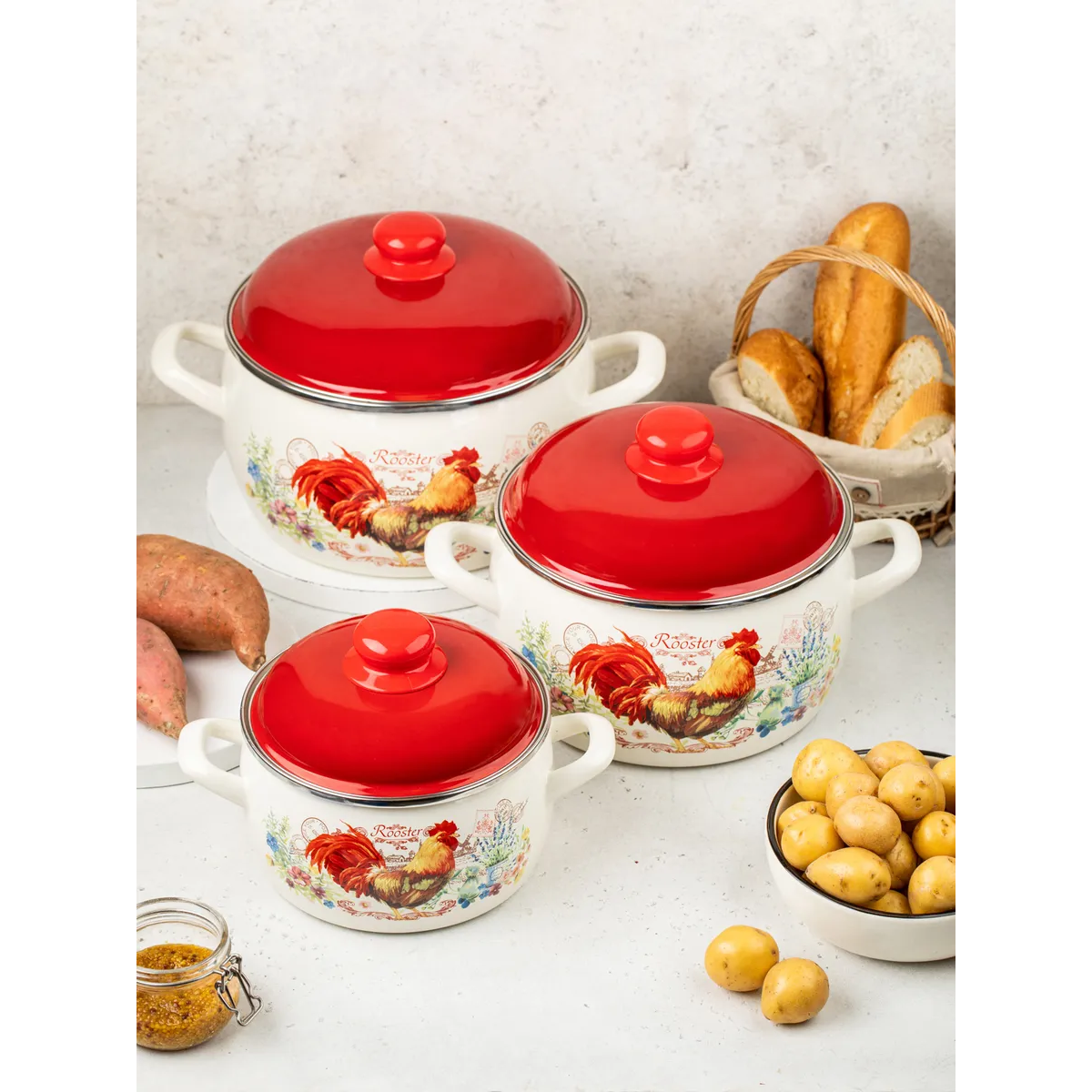 Набор кастрюль Metrot Золотой Петушок эмалированная сталь 6 предметов 178881