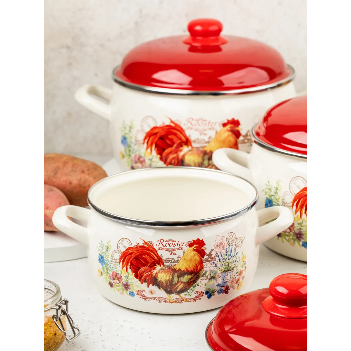 Набор кастрюль Metrot Золотой Петушок эмалированная сталь 6 предметов 178881