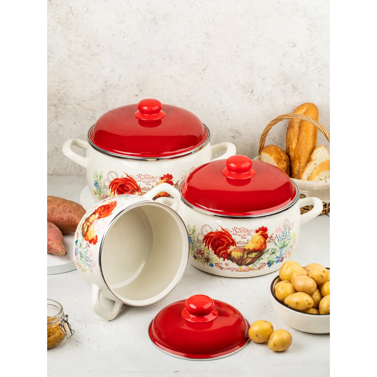 Набор кастрюль Metrot Золотой Петушок эмалированная сталь 6 предметов 178881