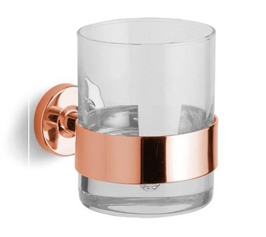 Стакан настольный Bertocci Cinquecento 80х80х95 мм прозрачное стекло розовое золото 11005005500