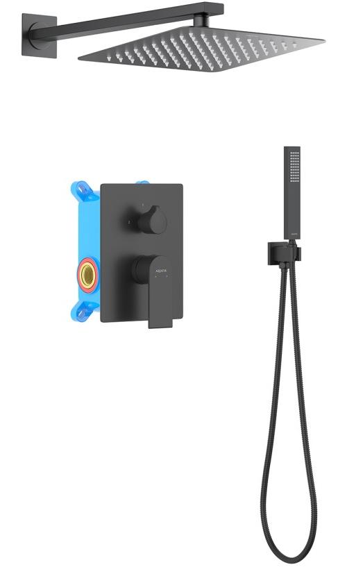 Душевой комплект 3 в 1 Aquanet ЛИРА матовый черный AQ1472MB