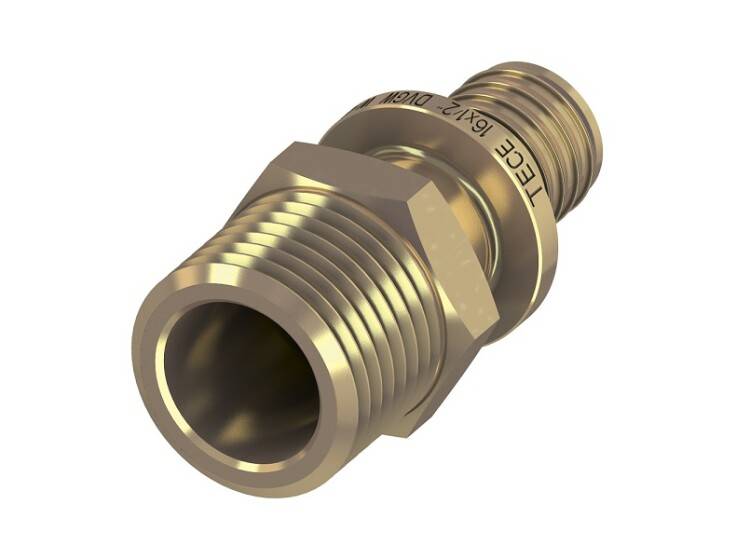 Соединение прямое TECE TECEflex с ниппелем 16 x 1/2 латунь 765502