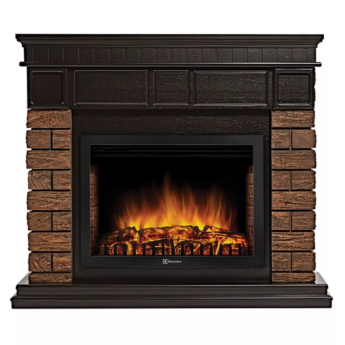 Портал для камина Firelight Bricks Wood 25 камень коричневый шпон темный дуб 18791