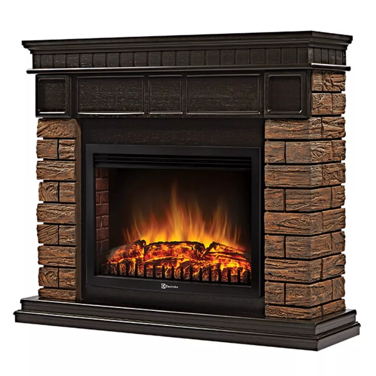 Портал для камина Firelight Bricks Wood 25 камень коричневый шпон темный дуб 18791