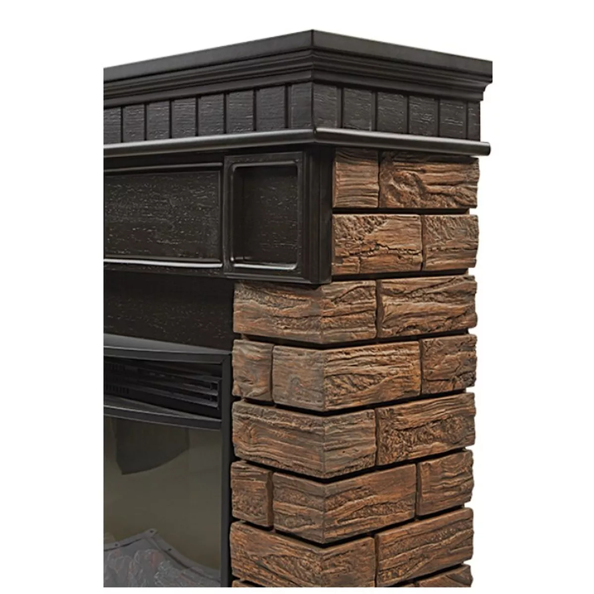 Портал для камина Firelight Bricks Wood 25 камень коричневый шпон темный дуб 18791
