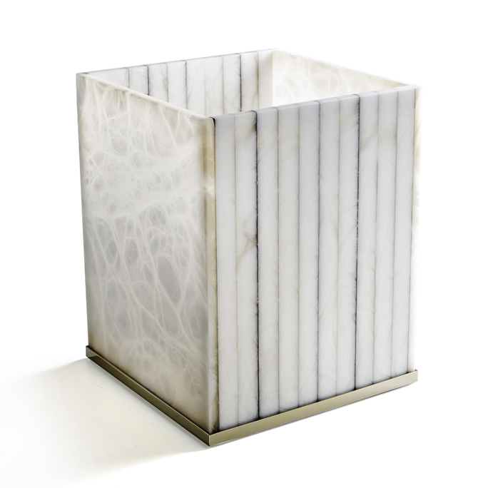 Урна 3SC Rigato 200x200x250 мм алебастр/золото AL65GD