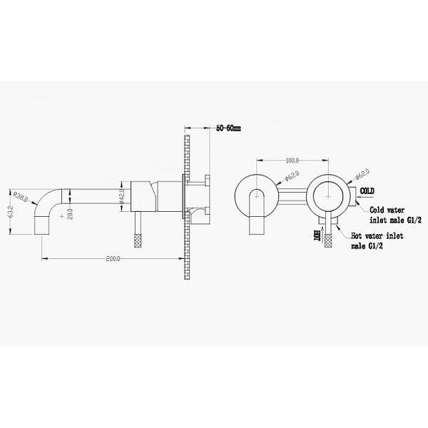 Смеситель для раковины встраиваемый Boheme Uno золото матовое 465-MG
