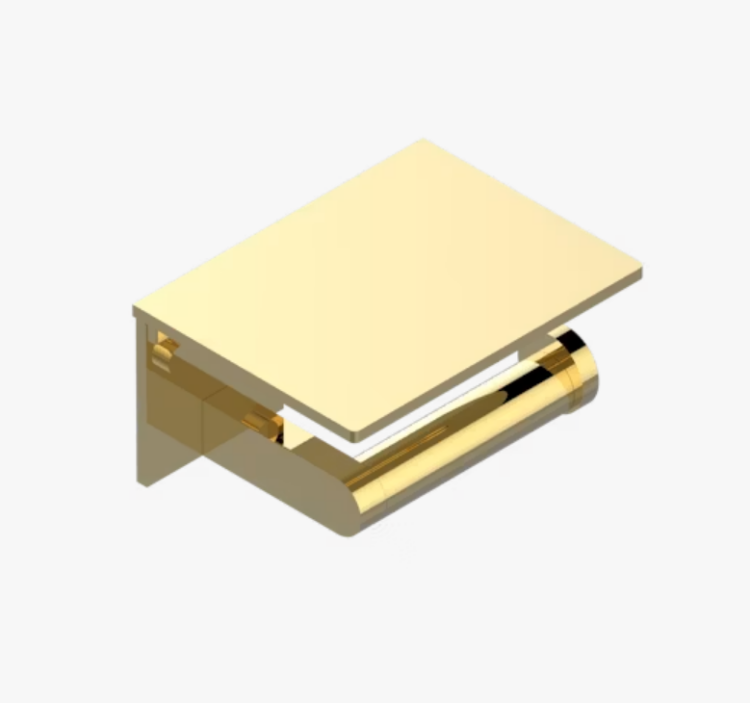 Бумагодержатель THG Beyond Crystal Blue crystal с полочкой PVD матовый золотистый U6K-H53-538TAB