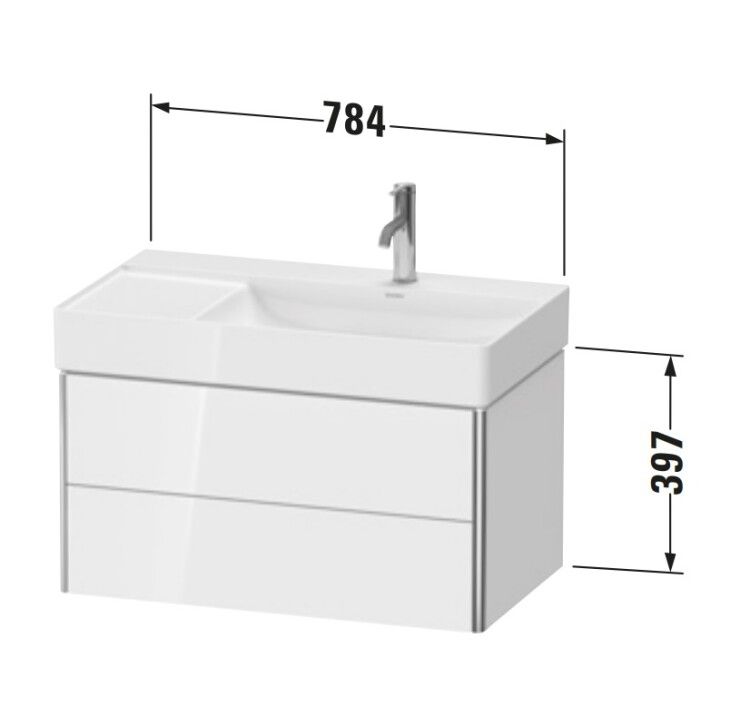 Тумба под раковину Duravit XSquare 784x460x397 мм подвесная серо-коричневый матовый XS416909191