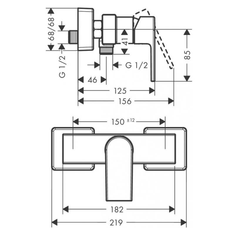 Смеситель для душа hansgrohe Vernis Shape внешнего монтажа хром 71650000