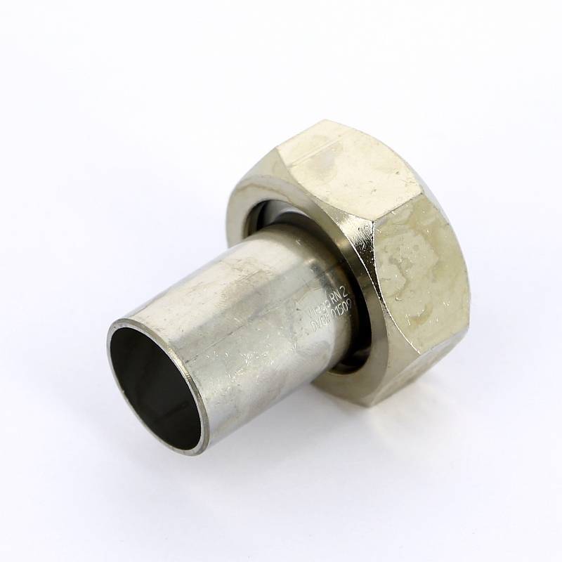 Муфта-вставка пресс с накидной гайкой Viega Sanpress Inox 22х1 ВР нержавеющая сталь 438203