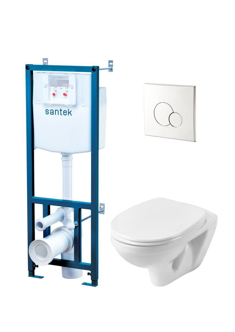 Комплект инсталляция с подвесным унитазом Santek БОРЕАЛЬ ПЭК сиденье микролифт панель хром 1.WH50.1.544