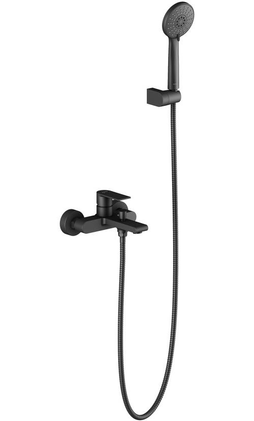 Смеситель для ванны с душевым набором Aquanet ЛИРА 3jet матовый черный AQ1449MB