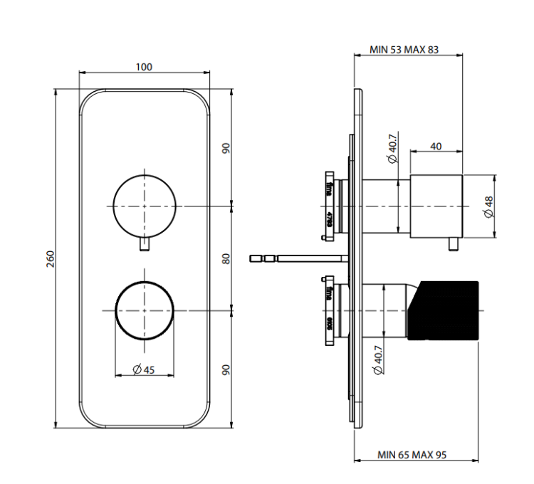 Смеситель для душа Fima Carlo Frattini Spillo Tech G Collection на 2/3 потребителя, встраиваемый, хром F3039TX6GCR