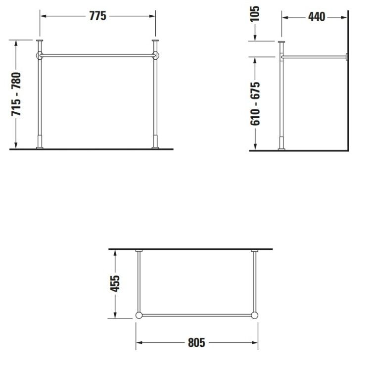 Консоль-полотенцедержатель Duravit Vero 808x455x780 мм хром 0030711000