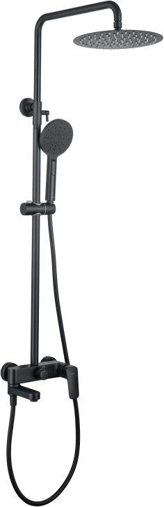 Душевая система со смесителем для ванны Aquanet Вега 3jet 250 мм матовый черный AQ2040MB