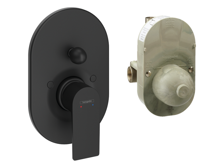 Смеситель для ванны Hansgrohe Rebris E однорычажный скрытого монтажа черный матовый 72458670