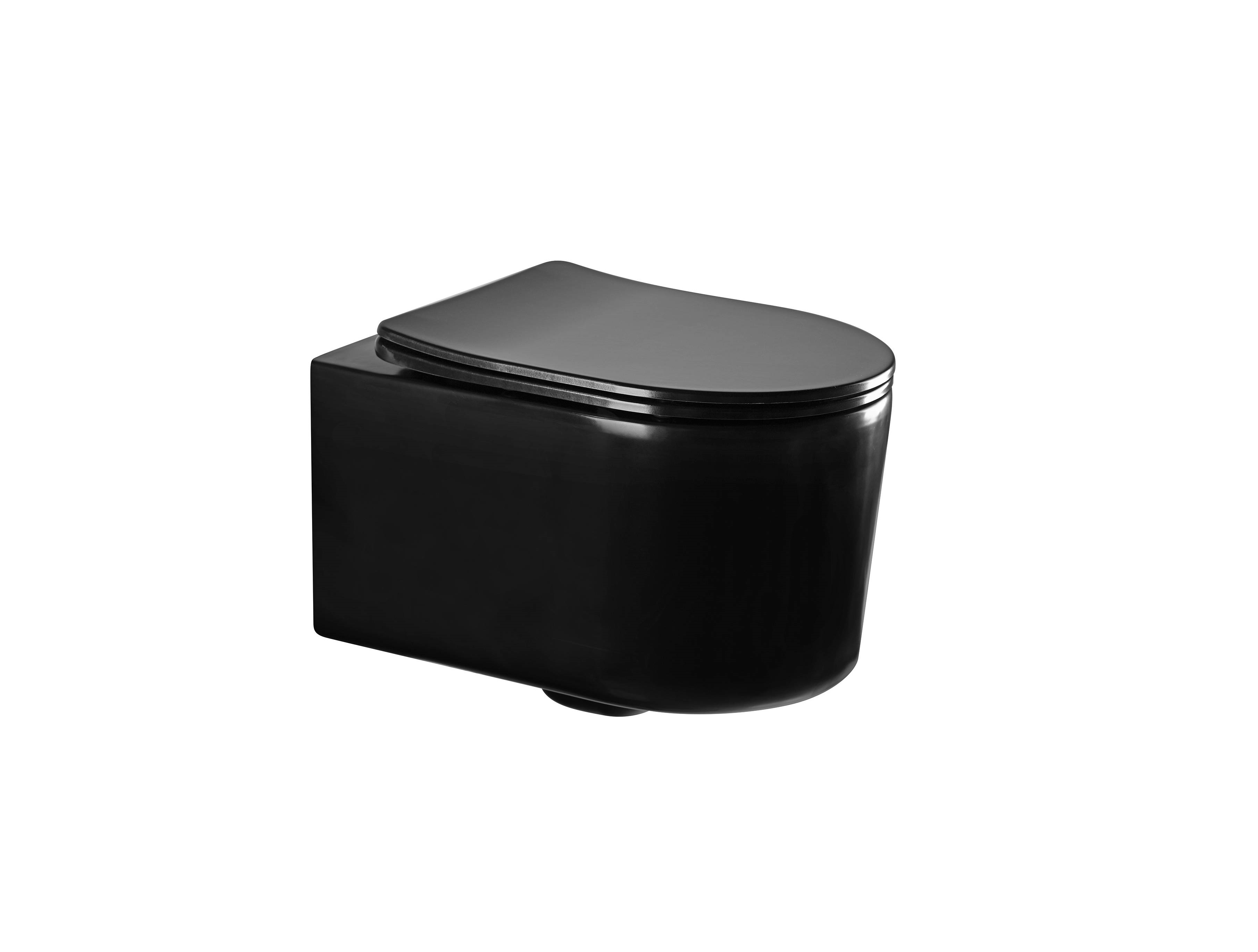 Унитаз подвесной Aquanet Мия безободковый с сиденьем микролифт 490х370х340 мм матовый черный AQ2004-MB