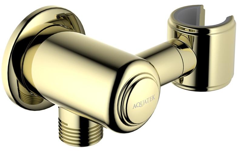 Шланговое подсоединение с держателем Aquatek КЛАССИК полированное золото AQ2462PG