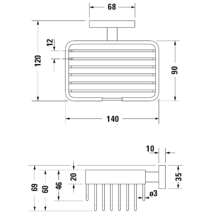 Мыльница-решетка настенная Duravit Karree 140x120x69 мм хром 0099531000