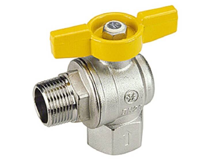 Кран шаровой угловой Giacomini R781 1/2 ВР-НР полнопроходной никелированный R781GBX003