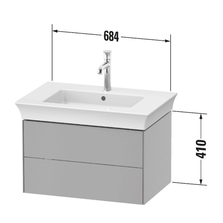 Тумба под раковину Duravit White Tulip 684x458x410 мм подвесная 2 ящика белый шелковисто-матовый/американский орех WT434107736