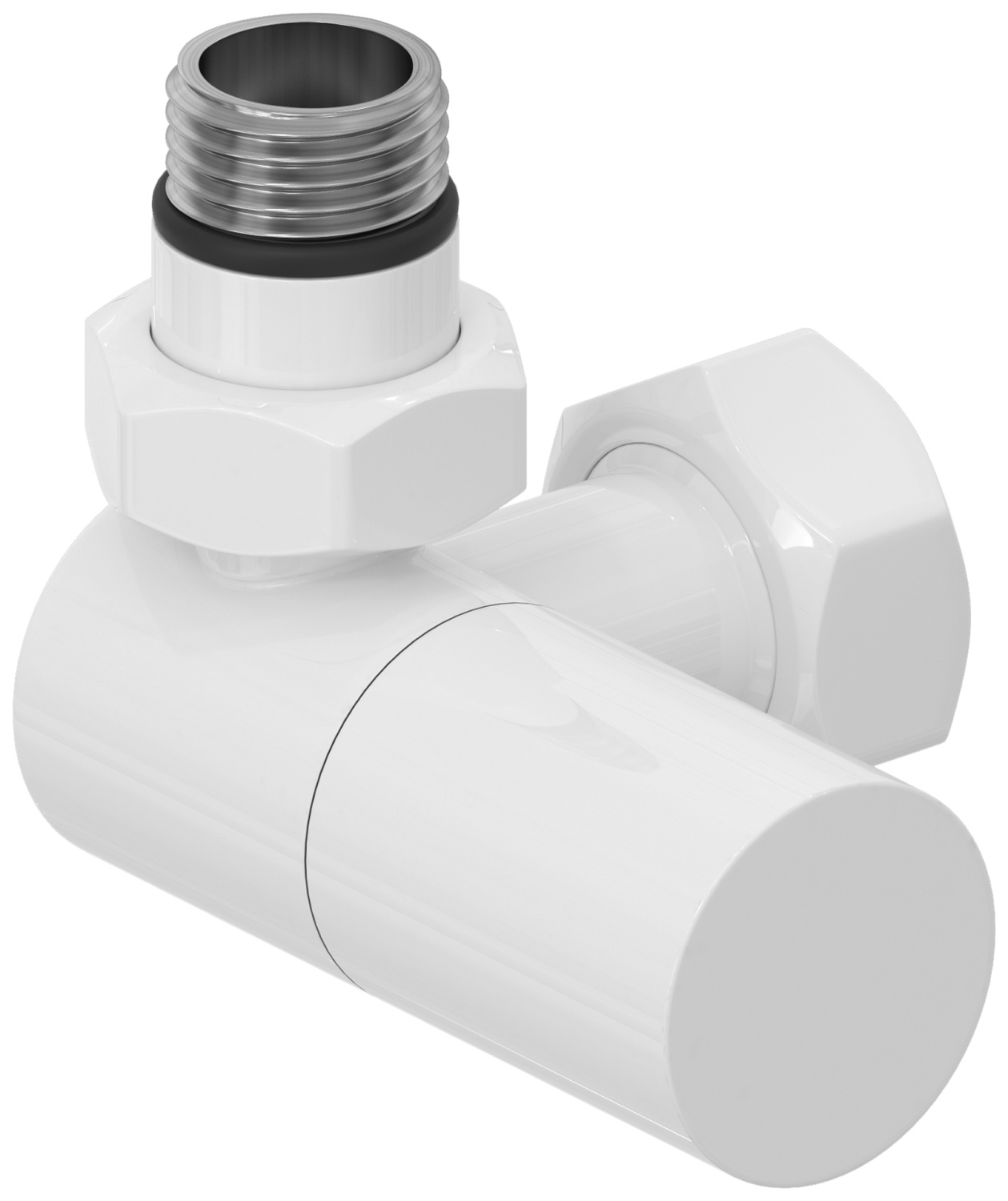 Вентиль регулировки температуры Сунержа 3D левый цилиндр G 1/2 x G 3/4 белый глянец 12-1402-1234