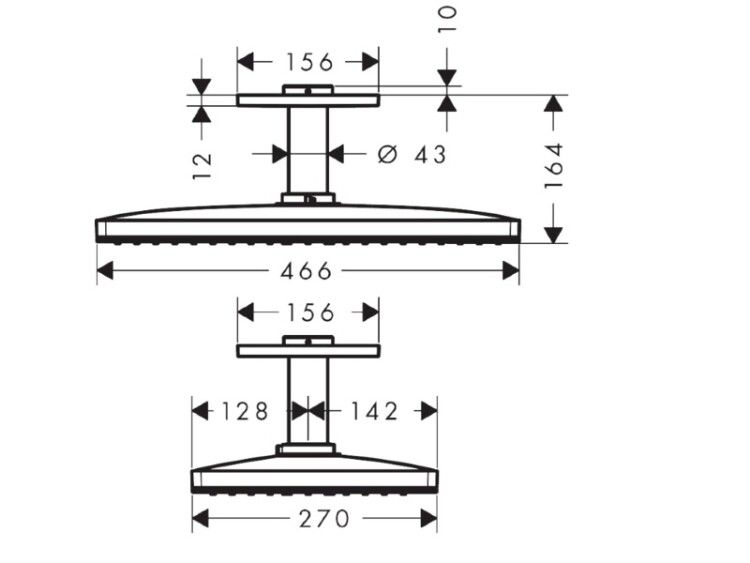 Верхний душ AXOR ShowerSolutions 460/270 1jet потолочный полированное красное золото 35277300