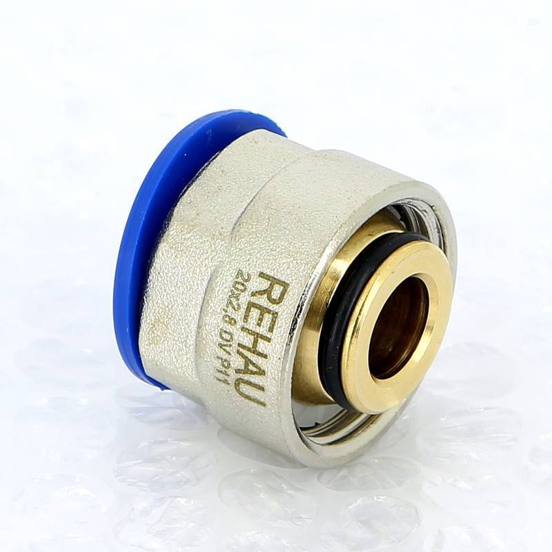 Соединитель обжимной REHAU RAUTITAN flex/pink 20x2.8 мм - 3/4 EK никелированный 266362