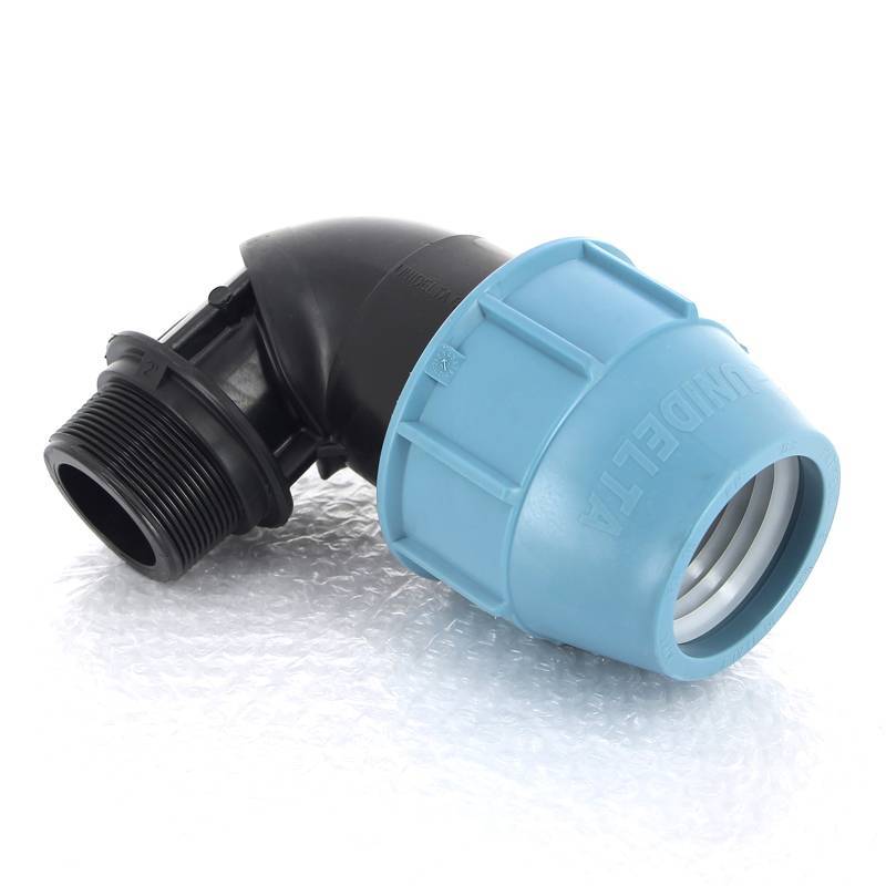 Угол обжимной для труб ПНД Unidelta Deltone 63х2 наружная резьба 1008064007