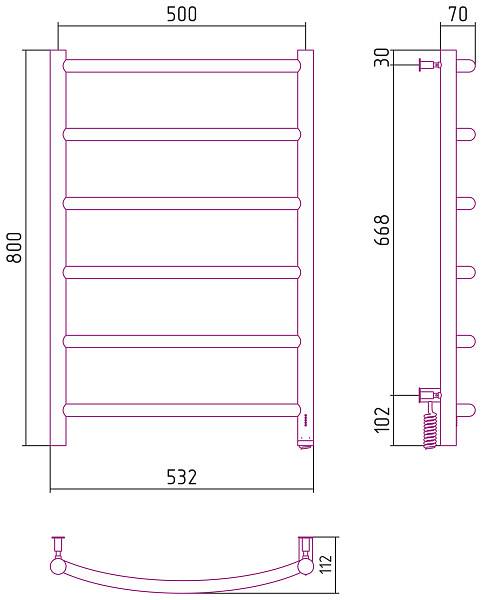 Полотенцесушитель электрический Сунержа Галант 4.0 800x500 мм правый сатин 071-0831-8050