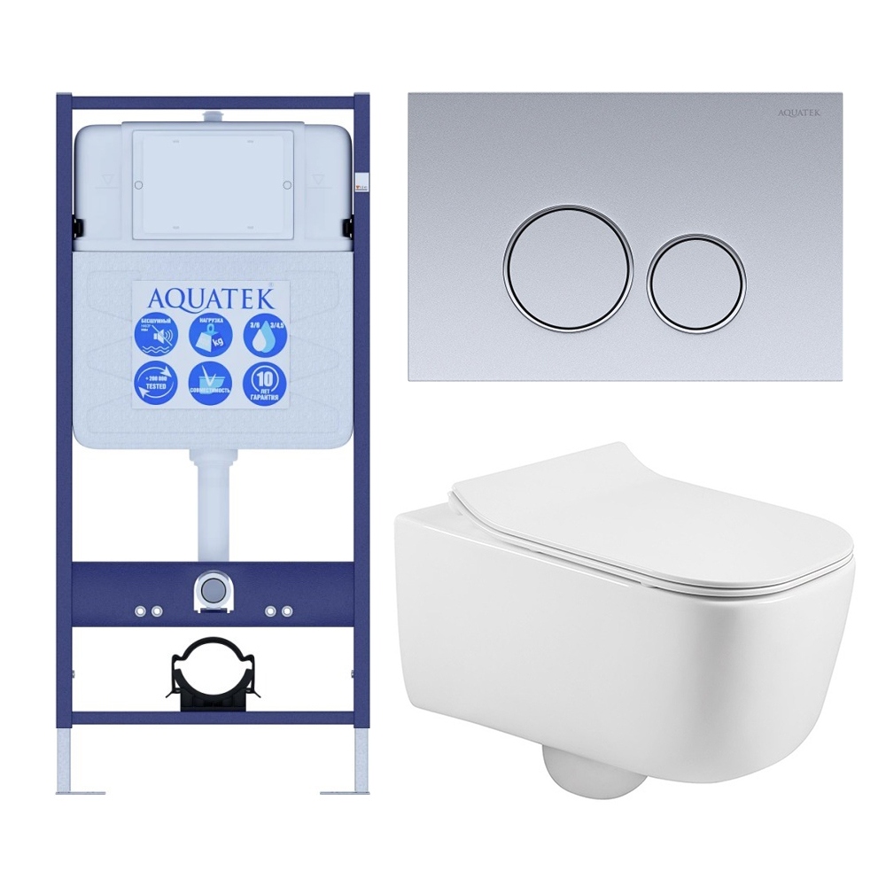 Комплект инсталляции 4 в 1 Aquatek Лугано-019 рама Standard INS-0000012 и унитаз AQ2002-00 ЛУГАНО-019 4в1