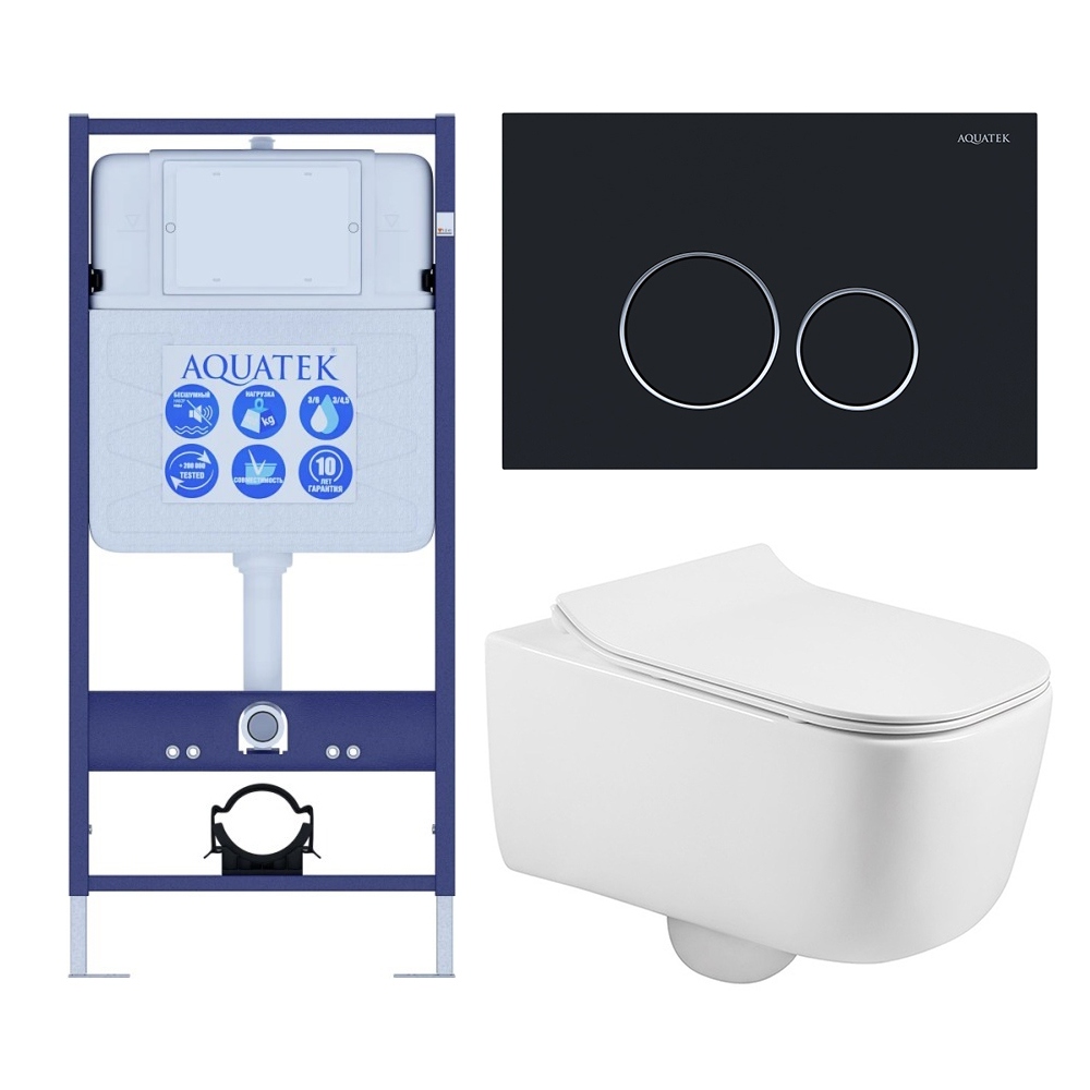 Комплект инсталляции 4 в 1 Aquatek Лугано-020 рама Standard INS-0000012 и унитаз AQ2002-00 ЛУГАНО-020 4в1